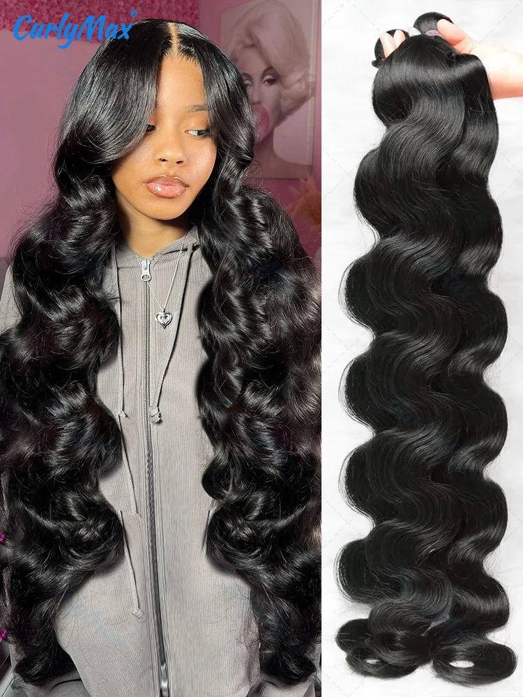 Human Hair Extensions 28 30 36 Inch Body Wave Bundles Human Hair Brazilian Remy Hair Water Wavy Weave 2 3 4 Extensions Weft