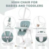 SEJOY Baby High Chair Infants Folding Convertible Removable Tray Adjustable Seat 6