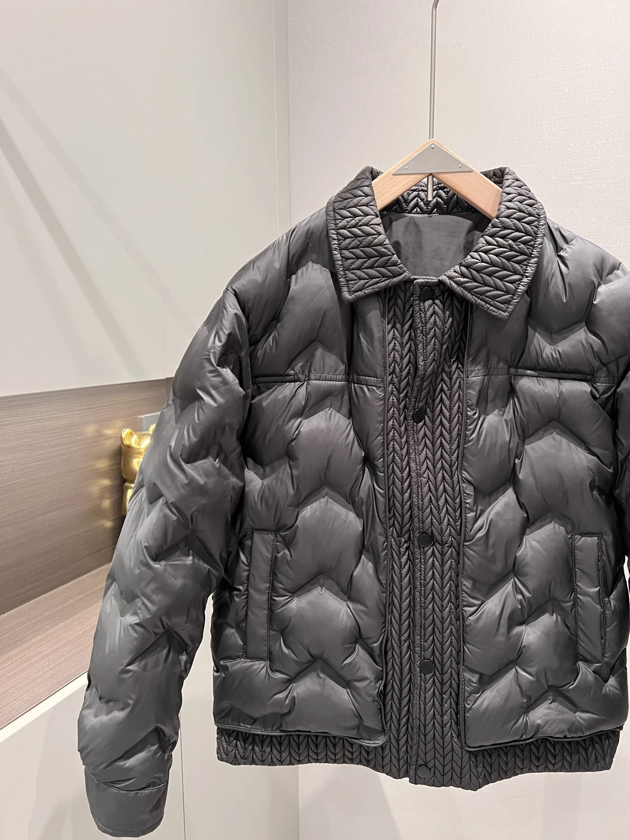 Men's Winter Cotton Jaet Collar up Faion Splicing Barley Casual Thiened Daily Wear Slim Fit Youthful Sle