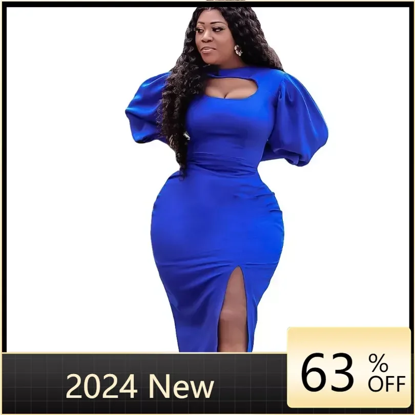 Summer Elegant African Bodycon Dresses for Women African Long Sleeve O-neck White Black Red Blue Dress Dashiki Africa Clothing bodycon dresses hollow out twist bodycon dress cyan in blue size xl