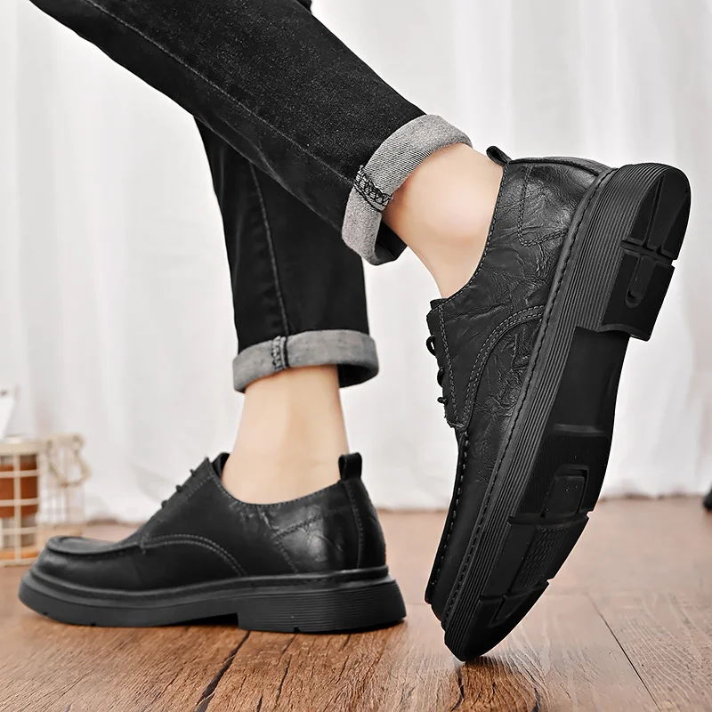 Casual Leather Shoes for Men Slip Comfy Lightweight Walking Shoes Lightweight _voghion.com