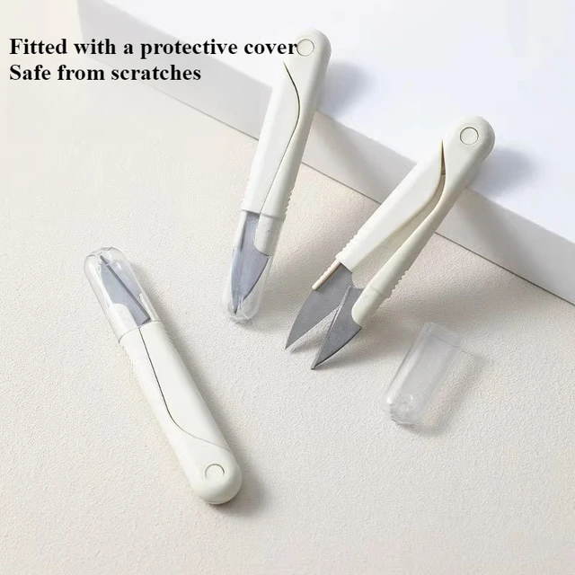 1 PC U-shaped Household Scissors Round Head with Cap Spring Household Sewing Stainless Steel Thread Scissors Sewing Scissors 3