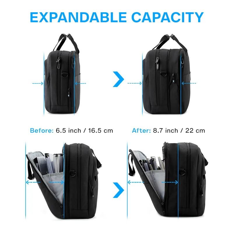 Bagsmart-bolsa Expansível para Laptop para Homens e Mulheres Maleta para Computador Bolsa de Ombro para Negócios Trabalho Viagens 17.3 Polegada - Imagem 6