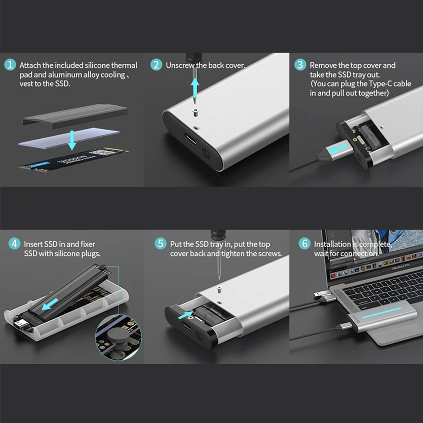 PHIXERO Ż SSD M2 NVMe RGB Ŀ M.2 Nvme 10Gbps  ϵ ̺ ̽ UASP M-Ű-USB 3.1 GEN2 Type-C Ŭ HD ũ