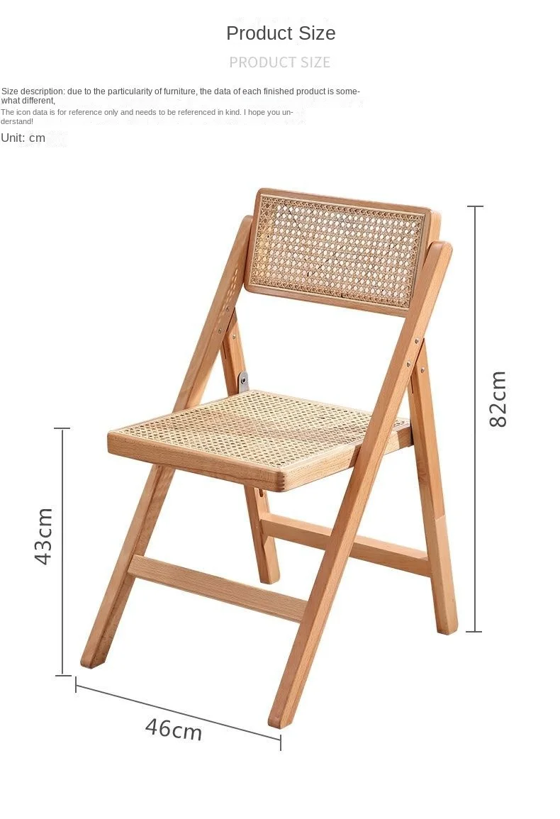 Description Picture 3 of itemJOYLIVE Rattan Chair Solid Wood Folding Rattan Chair Rubber Wood Simple Living Room Chair 2022 New Arrival Dropshipping