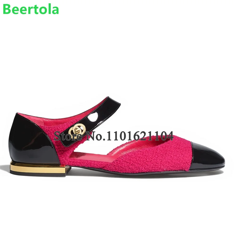 Flat With Mixed Colors Round Toe Shoes For Female Women Elegant Simple Luxury Design Ankle Strap Shallow All-match Girl's Shoes