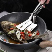Pince à pelle à frire multifonctionnelle en acier inoxydable, pince à Steak pour barbecue, spatule à poisson, outil de cuisine domestique, pince à pain 1