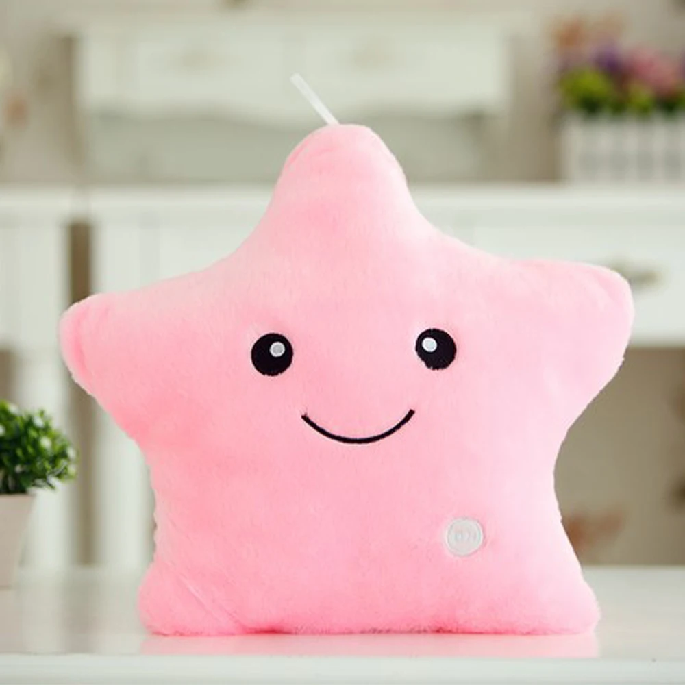 24CM Luminous Pillow Star Plush Toys Soft Stuffed Plush Glowing Colorful Stars Doll Cushion Toys Gift For Kids Children Girls