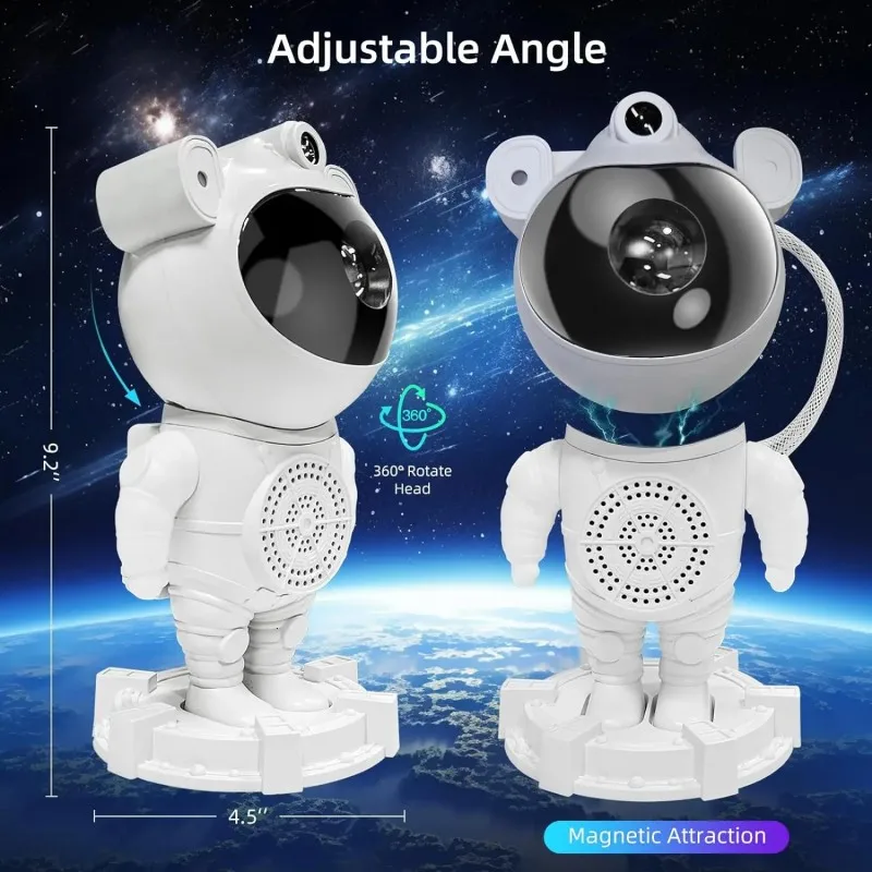 Proiettore astronauta galassia Altoparlante musicale Bluetooth Timer Nebulosa Stella Spazio Proiettore Luce notturna per bambini Regalo Decorazioni per la casa  39