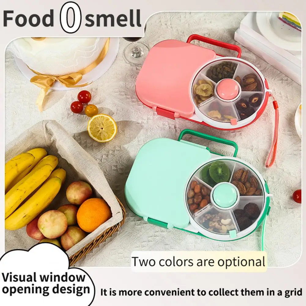 Snack Box With Rotating Lid Portable Leak-proof Transparent Sealed Lid Snack Container Time-saving Plastic Kids Spinner
