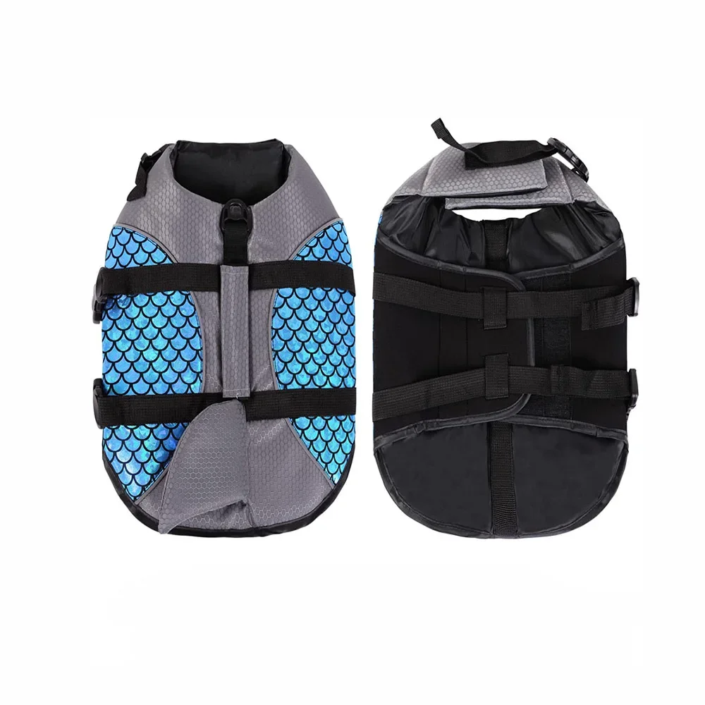 Dog Life Jacket Shark Pets Life Vest Adjustable Ripstop Dogs Swimming Safety Vest With Superior Buoyancy Rescue Handle For Dogs