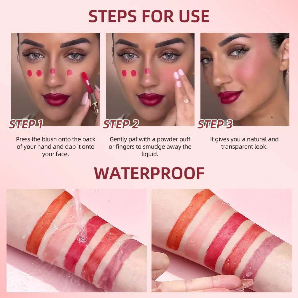 Liquid Blush Blush Cream Cream Blusher Facial Blusher Matte Liquid Blush Velvet Blusher Orange Peach Face Pigment Lasting Beauty Natural Cheek Tint Cream Blush Makeup Maquiagem