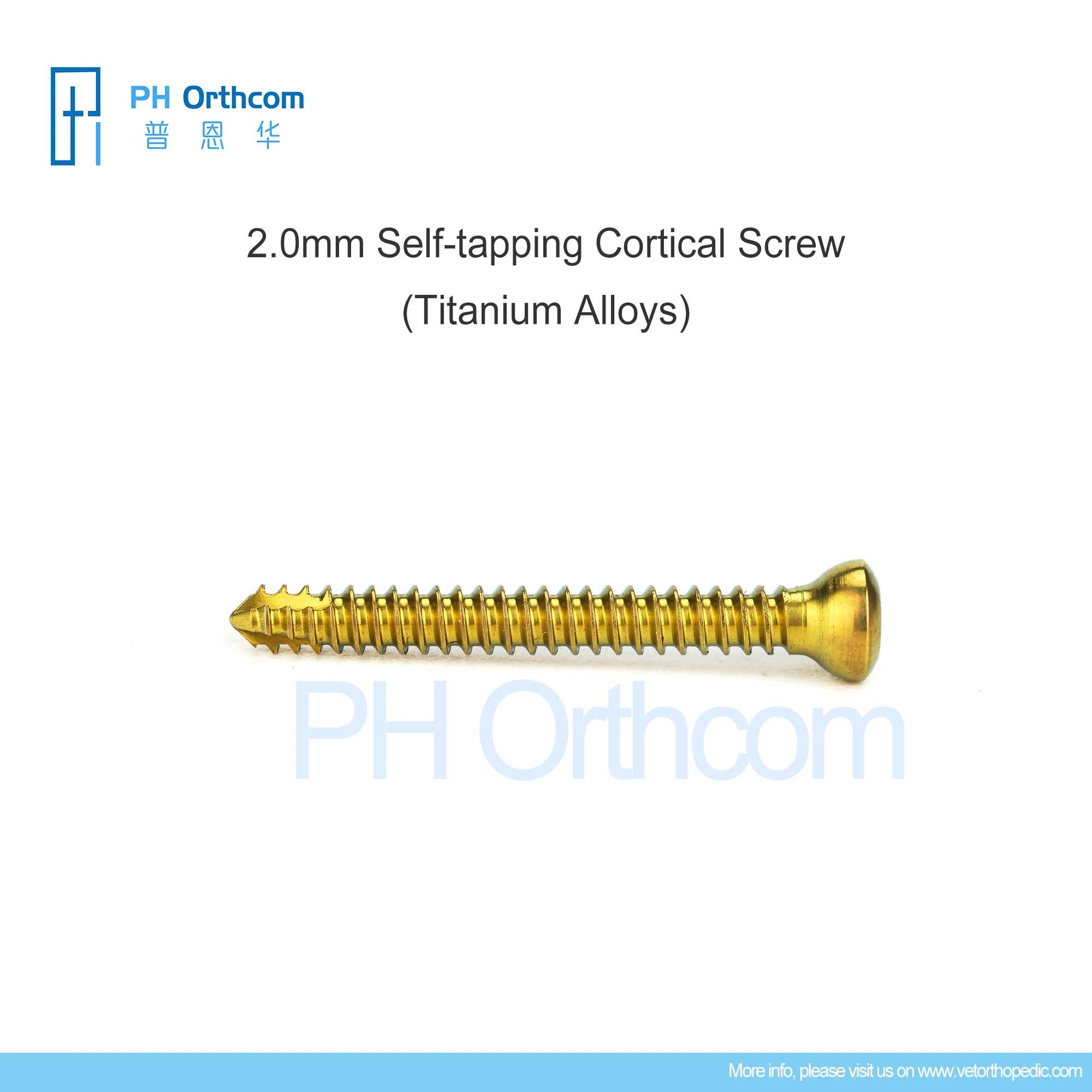 

Titanium Alloy 2.0mm Self-tapping Cortical Screw PurrWoof Veterinary Pets Mascotas Orthopedic Surgical Implant Instruments