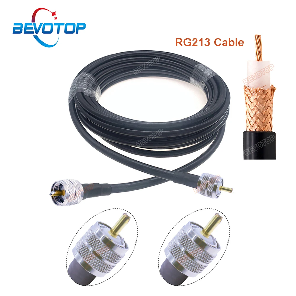 

BEVOTOP 10M RG213 Cable PL259 UHF Male to UHF Male Plug RG-213 Pigtail 50 ohm 50-7 High Quality Low Loss RF Coaxial Cable Jumper