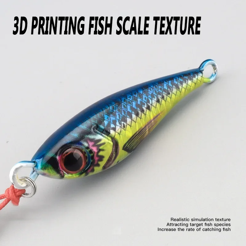 NEW 3D Metal Jig 15g 20g 30g 40g 60g 80g Sea Biomimetic Fish Iron Plate Bait Wobbler Fishing Lure Artificial Ocean Boat Fishing