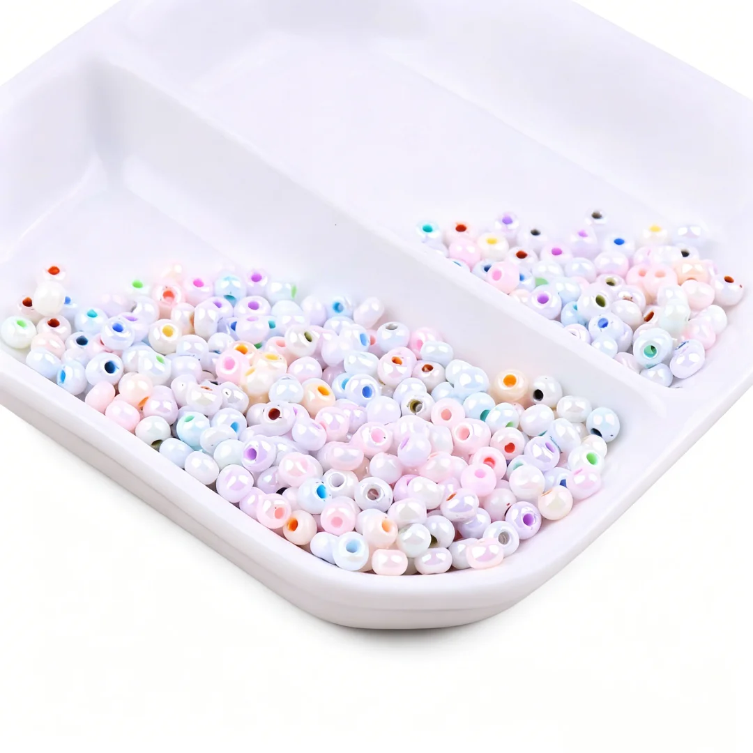 새로운 1.5/2/3/4mm 고광택 크림 솔리드 컬러 무지개빛 유리 시드 비즈, 수제 DIY 루즈 비즈 액세서리 재료