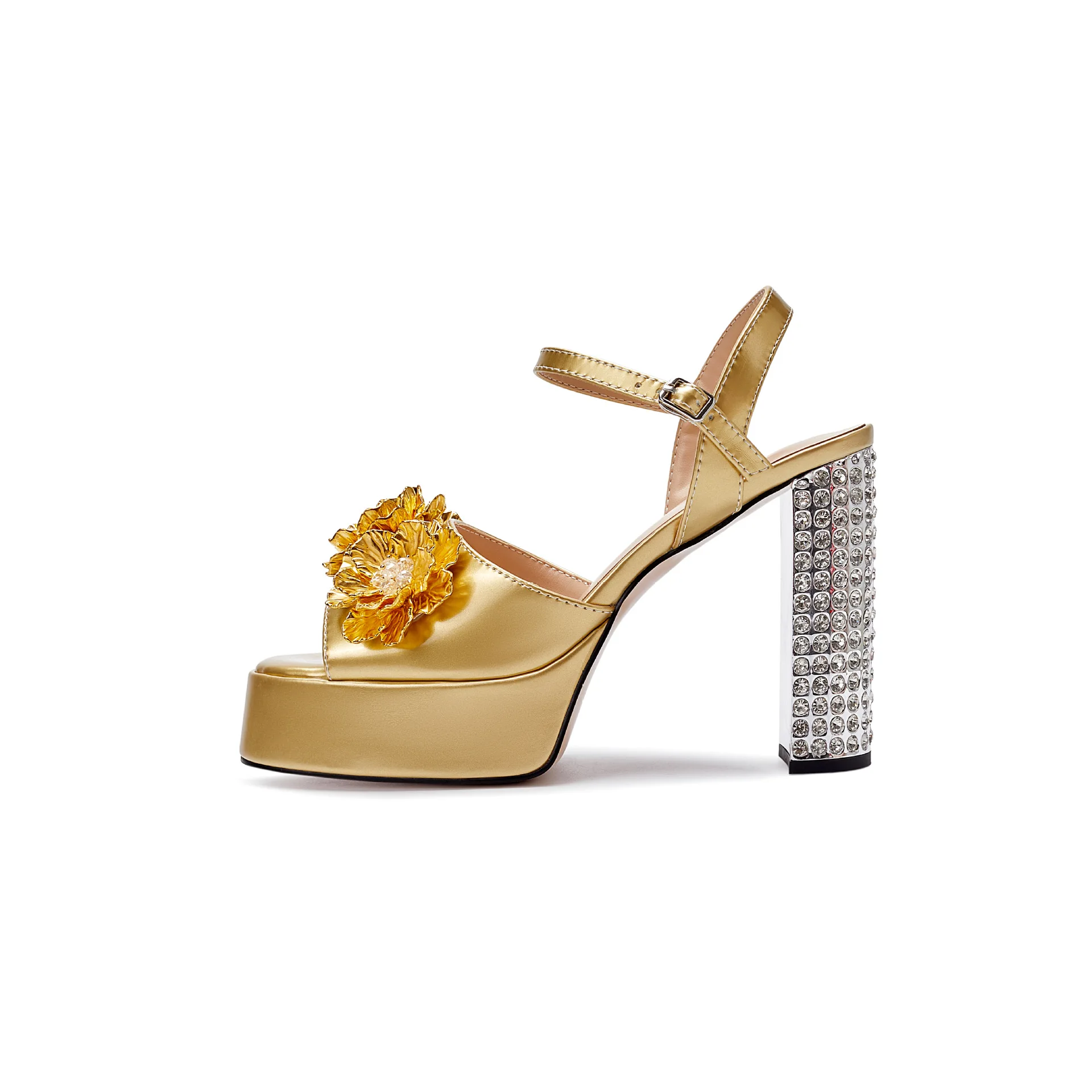 Women's Dress Non Slip Heel Sandals | Rhinestone Leaf Decoration Shoes