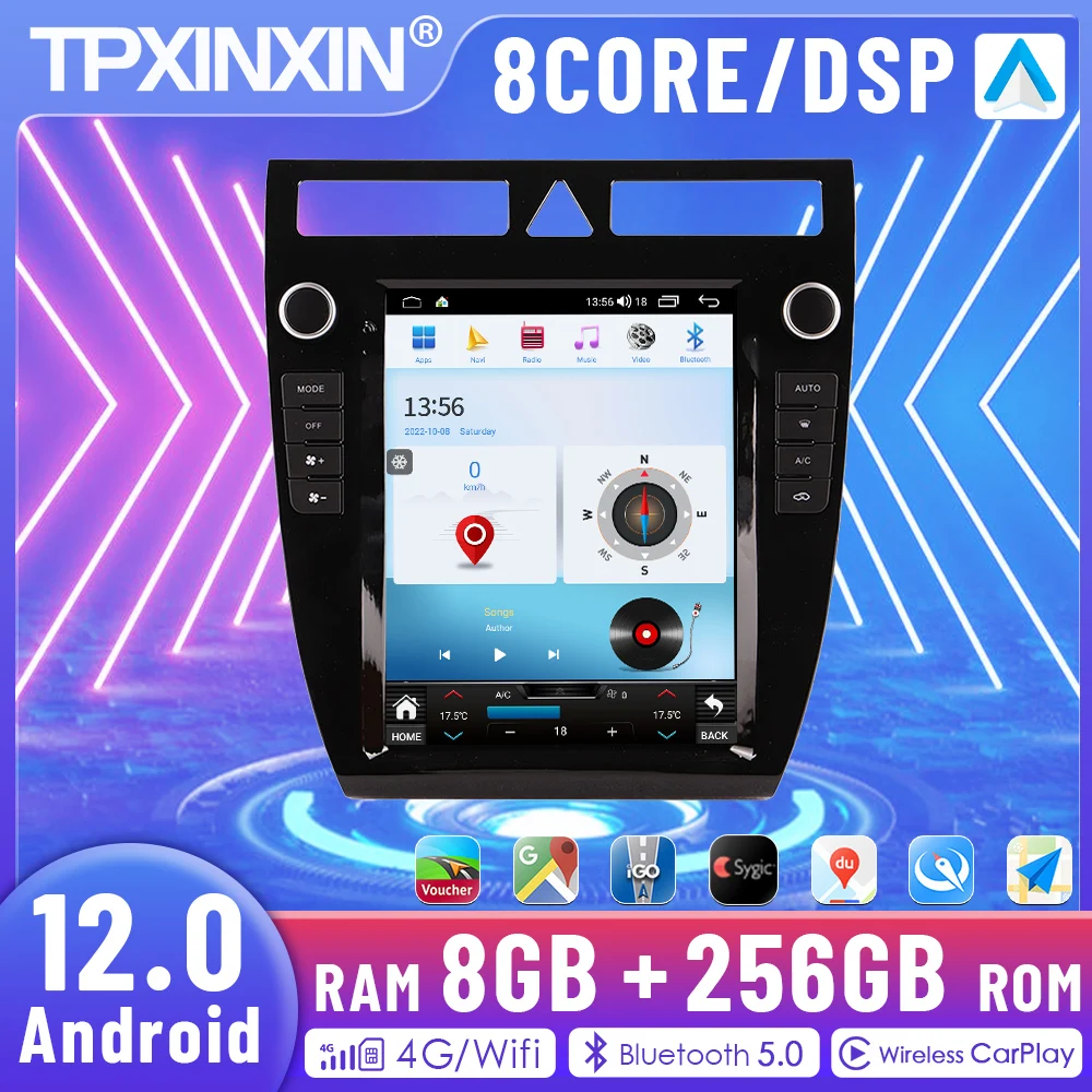 Android12.0 Touch Screen Per Audi A6 1999-2003 Autoradio Stereo Lettore Video Multimediale Gps Navi Carplay Navi Navigazione Automatica