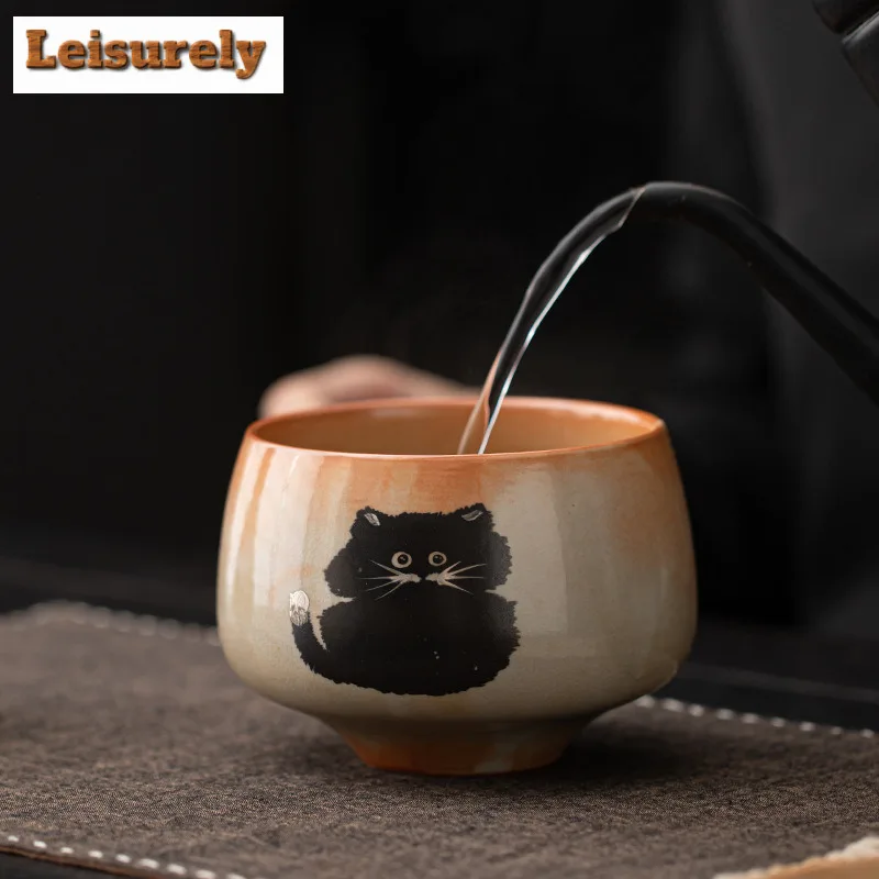 Wood-fired Porcelain Zhiye Cat Ceramic Matcha Set Tea Ripped Brush Stand Matcha Bowl Baibenli Tea Spoon Set Tea Making Tools