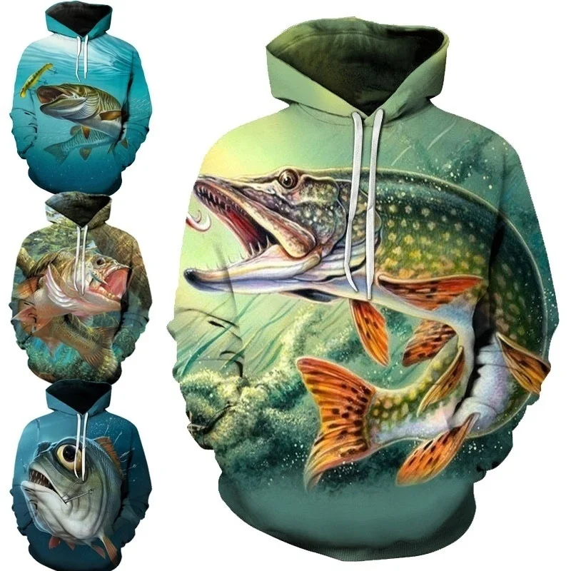 

New Fishing Pattern 3d Print Hoodies Sea Fish Men/women Fashion Sweatshirts Pullovers Tops
