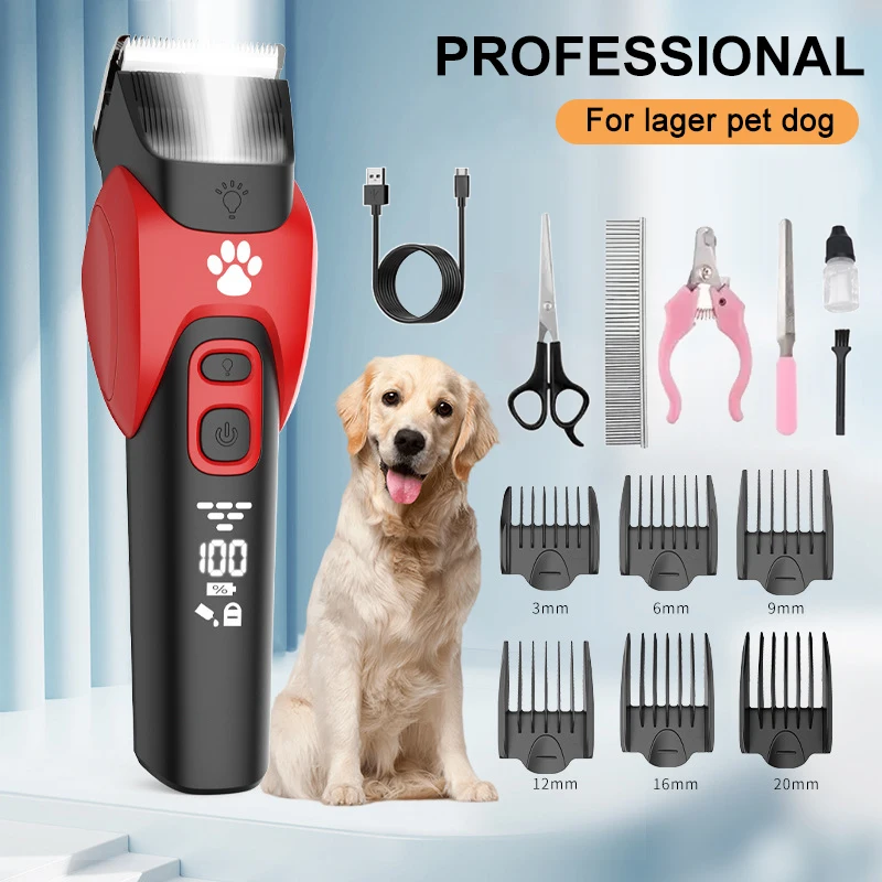 

Electric Dog Clipper Dog hair Shaver With LED Light Pet Grooming Clippers For Large Dog Cat Haircut Trimmer Kits Rechargeable