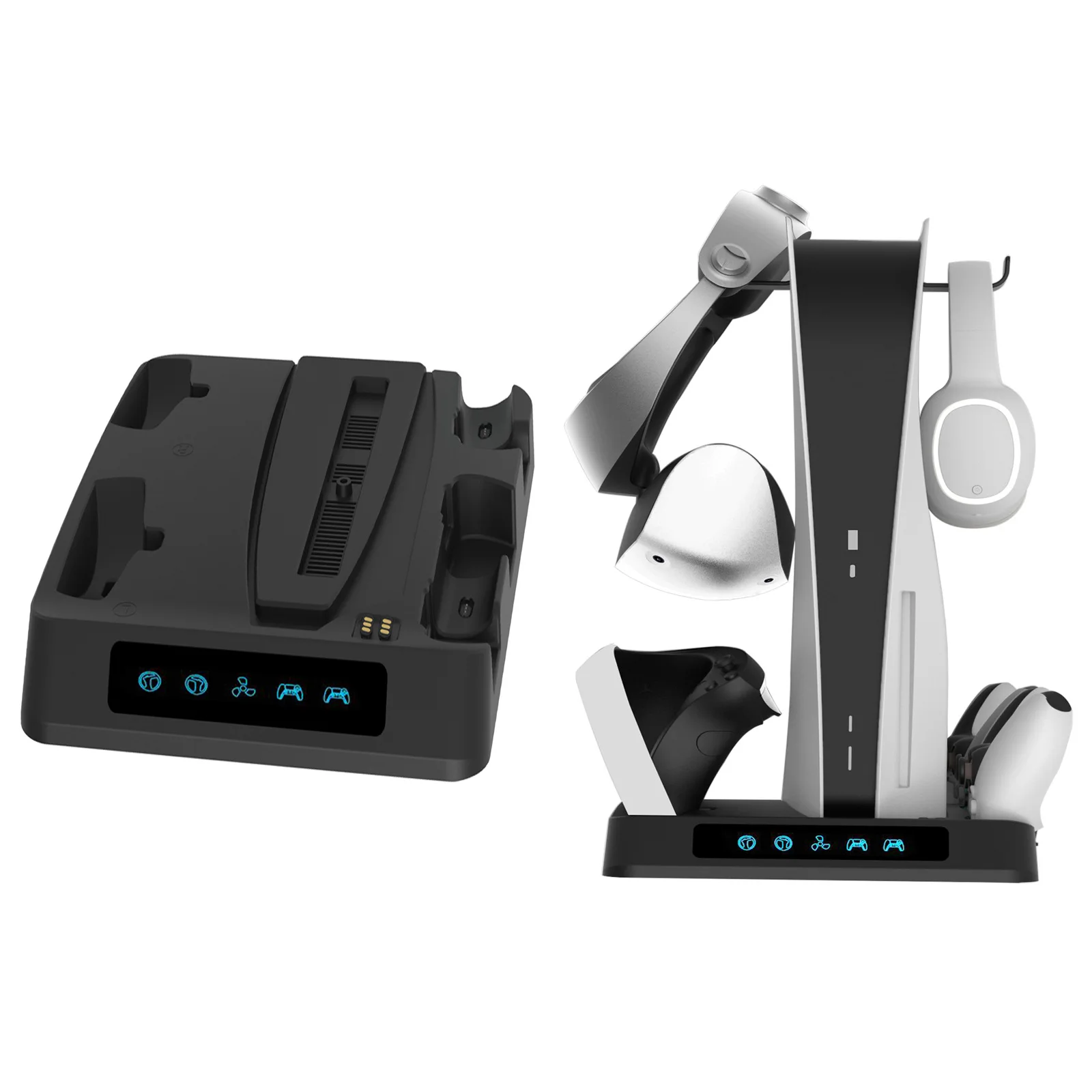 Per Controller Ps Vr2/Ps5 Ricarica Con Display Light Store Cuffie E Auricolari Per Console Ps5 Supporto Di Raffreddamento Multifunzione