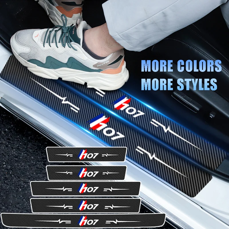 Adesivi Soglia Porta Auto In Fibra Di Carbonio Pellicola Protettiva Per Peugeot 108 Badge Tronco Battitacco Battitacco Piatto Decalcomanie Accessori