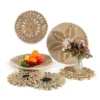 6Pcs Handmade Wall Hanging Woven Seagrass Basket African Boho Style Decorative Bowls Disks for Home Living Room Bedroom Decor 2