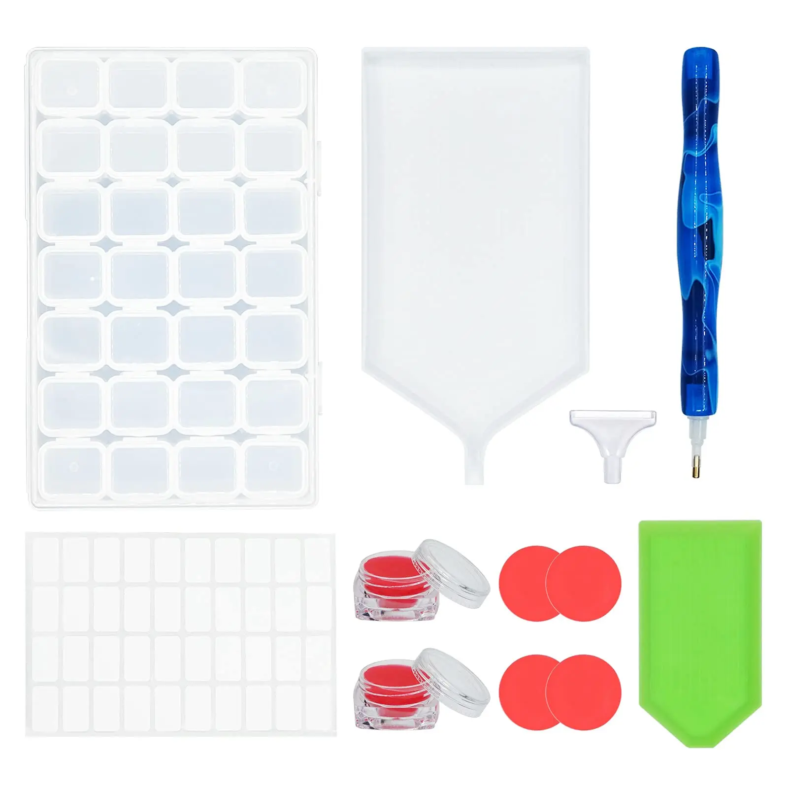 

Инструмент для алмазной живописи 5D, точечная ручка, ручка для алмазной живописи из смолы с 28 жилами, органайзер для бусин, чехол для хранения и большая глина