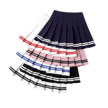 

2022 Summer Women Skirt Black Stretchy Slim Pleated Skirt Striped Elastic High-Waisted Harajuku Casual Short A-Line Mini Skirts