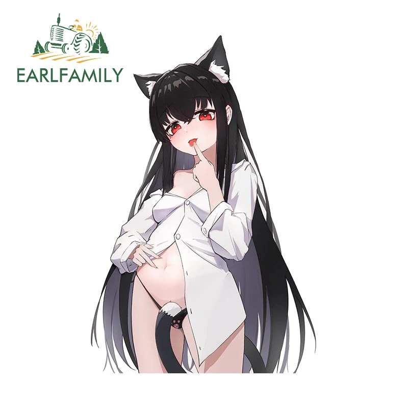 

EARLFAMILY 13 см x 8,7 см для привлекательной кошки, девушки, автомобильные товары, наклейка, кондиционер, виниловый персональный декор для доски для серфинга