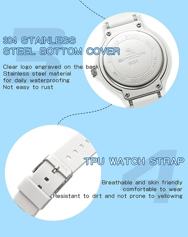 SANDA 9072   Students Watches New Design Soft TPU Strap Water Resistant Quartz Movement Outdoor Sports Analog Wrist Watch 4