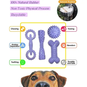 Puppy Toys for 2-8 Months Pets Dog Chew Toy for Small Puppies Teething Toys for Cleaning Teeth Food Dispensing Soft Durable Rubb 5