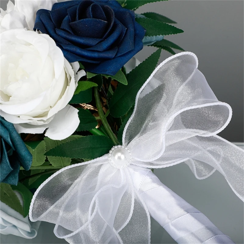 PE Rose Ribbon Hand Flower Bridal Wedding New Wedding Elegant Bouquet Party  Church Layout Supplies Handmade PE302