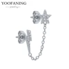 YUXINTOME 1 PC 925 en argent Sterling aiguille d'oreille coloré Zircon chaîne gland boucles d'oreilles pour les femmes deux trous boucle d'oreille bijoux A45