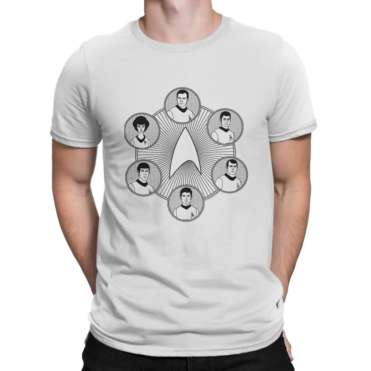 

Men T-Shirt Animated Series Circle Novelty Cotton Tee Shirt Short Sleeve Stars Treke Science T Shirt Round Neck Clothing Adult