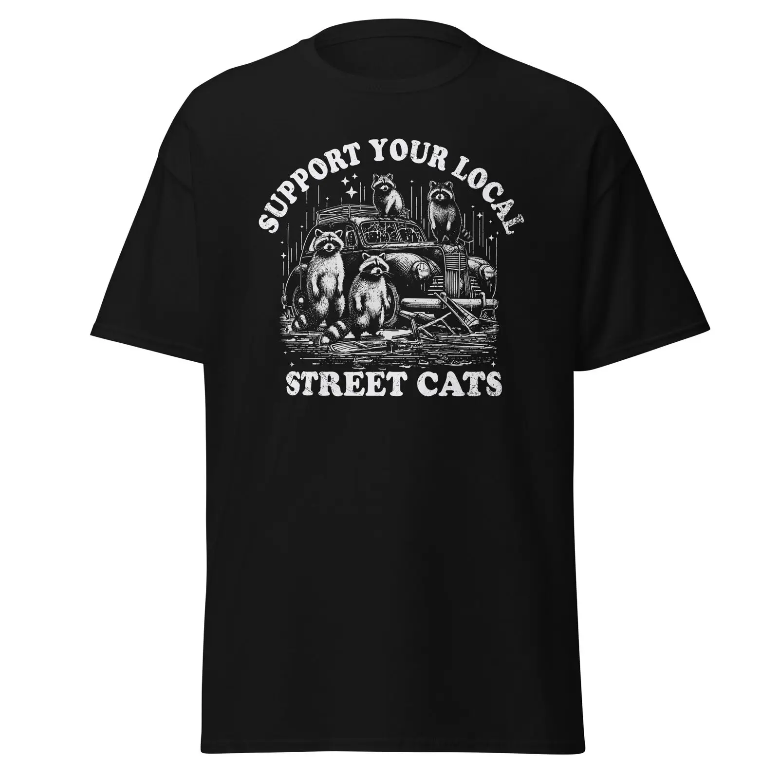 

Забавная Мужская хлопковая футболка Raccoon Support Your Local Street с кошками, футболка из енота
