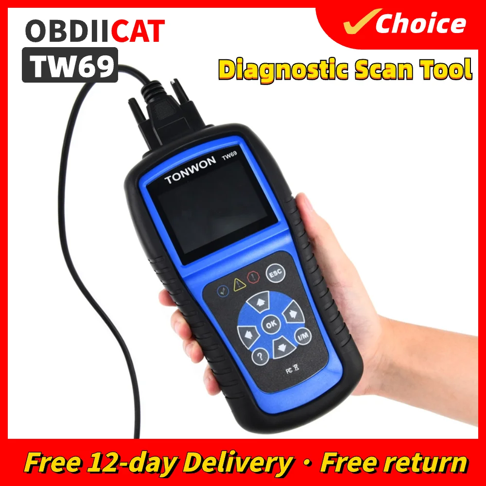 

TONWON TW69 Diagnostic Scanner Supports All 10 OBD2 Test Modes Works On Most OBDII Compliant Vehicles Manufactured Since 1996