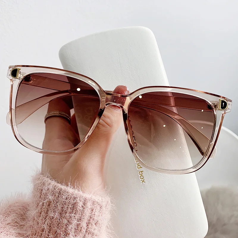 Lunettes de soleil vintage à grand cadre pour femmes, lunettes de soleil dégradées, créateur de marque, mode