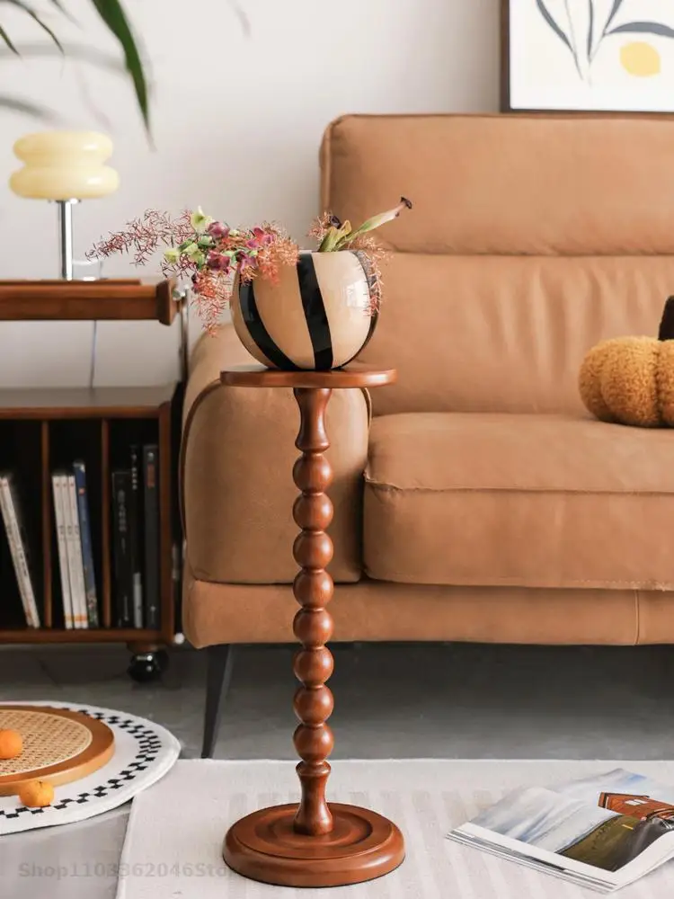Middle Ancient Solid Wood Small Coffee Table Sofa Side Table Bedside Small Storage Rack Corner