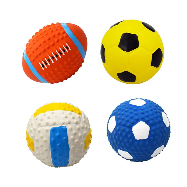 Morbido lattice Squeaky Sound Dog Ball giocattoli gomma Rubgby calcio pallacanestro giocattoli interattivi pulizia dente palla da allenamento Non tossica 1