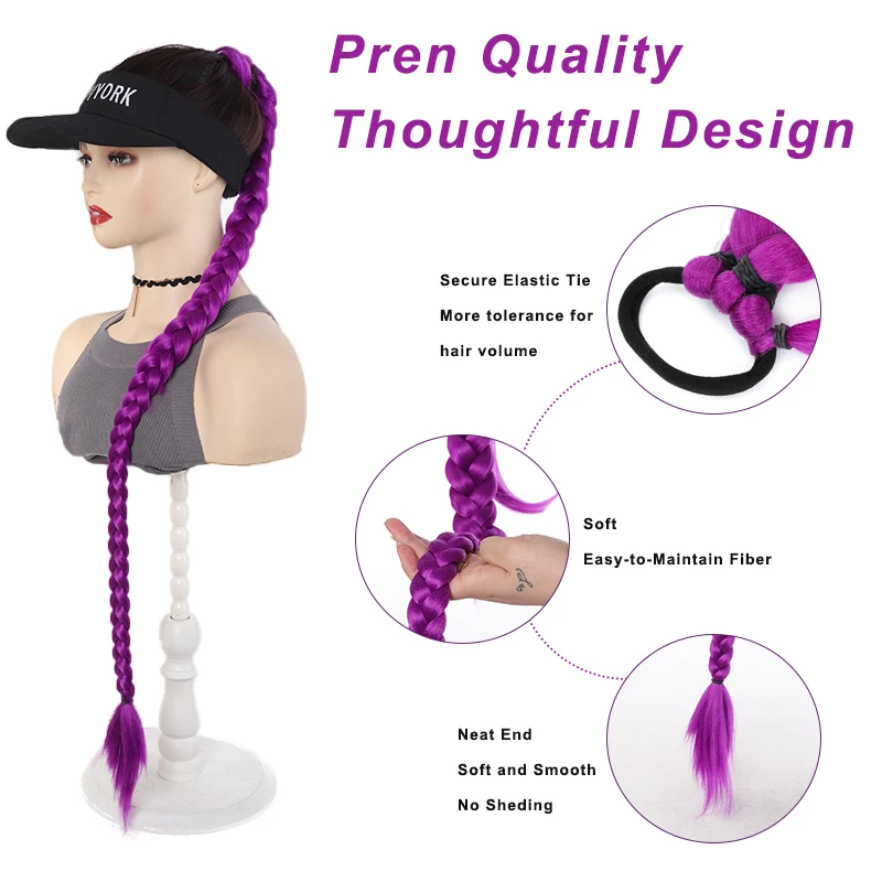 36 Inch Purple Hair Extensions Pre-Braids Braiding Hair for Cosplay  Stage Performances  Ponytail Extension with Elastic Tie
