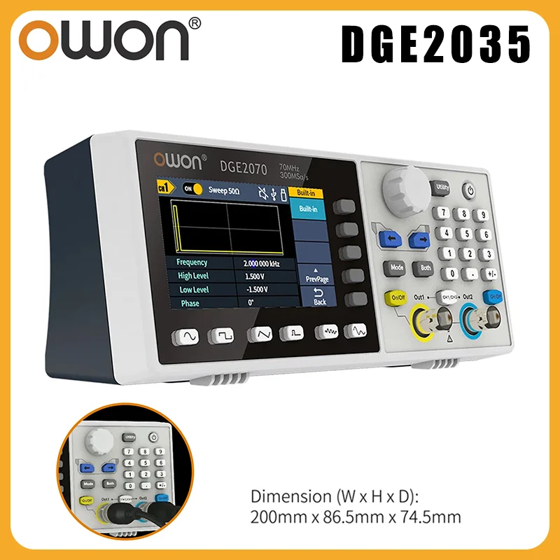 DGE2035/DGE2070 Dual Channel Digital Oscilloscope, Waveform Generator 300MSa/S Sampling Rate 14-Bit Digital Oscilloscope