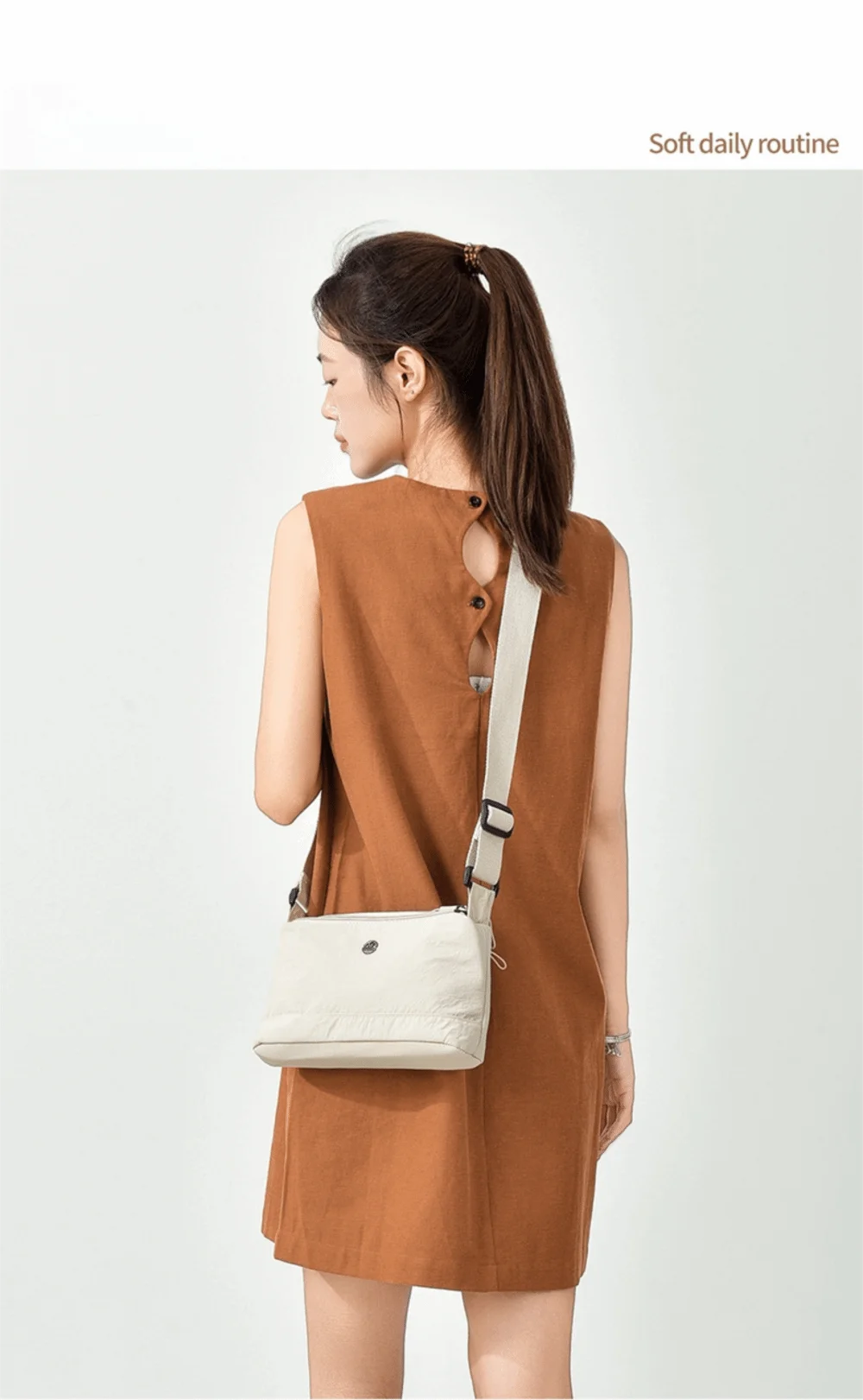 Trendy Soft Nylon Cloth Women Shoulder Bag Multiple Pockets Casual Style Messenger Bag Solid Color Crossbody Bags Party