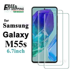 Ultra Clear Tempered Glass Screen Protector - 6.7 Inch, 9H Hardness, Anti - Scratch, Case Friendly for 3 pcs (For Galaxy M55s)