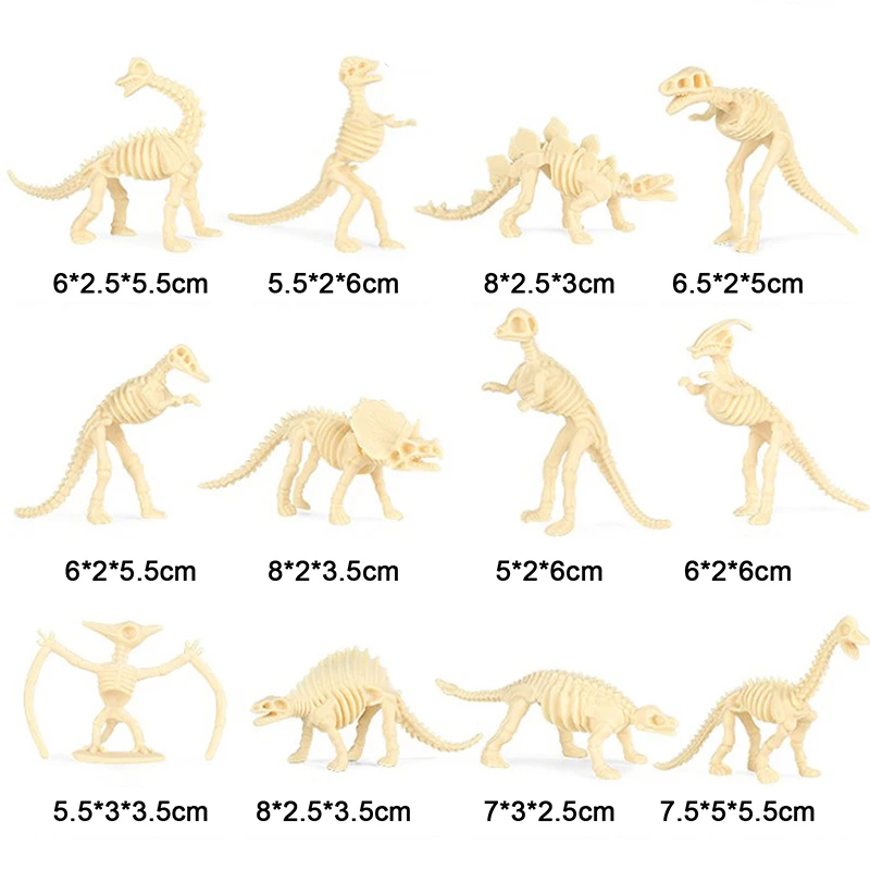 New 12pcs Dinosaur Toys Fossil Skeleton Simulation Model Set Mini Action Figure Educational Creative Collection Toy For Children 2