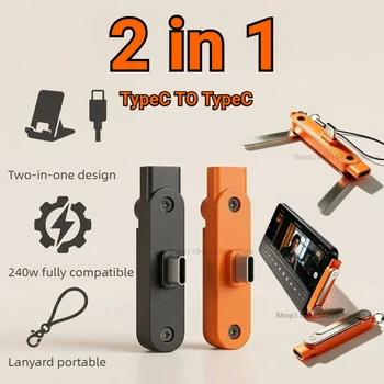 Caricabatterie Piatto per Telefono Tipo C 240W Pieghevole con Supporto, Cavo di Ricarica Rapida e Supporto per Cellulare, Compatibile con iPhone 17 16