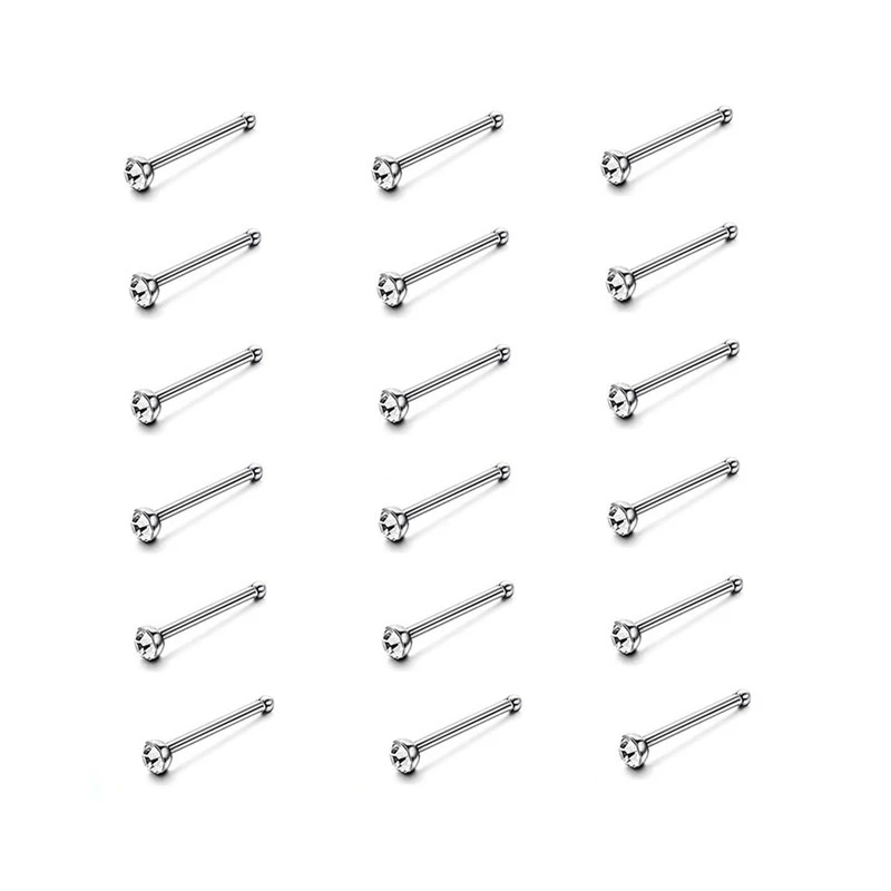 S Shape Nose Ring Curve Pack Crystal Straight Nose Ring Set Stud Lot Piercing Nariz Cuff Nase Pircing Clip 12/24/36Pcs