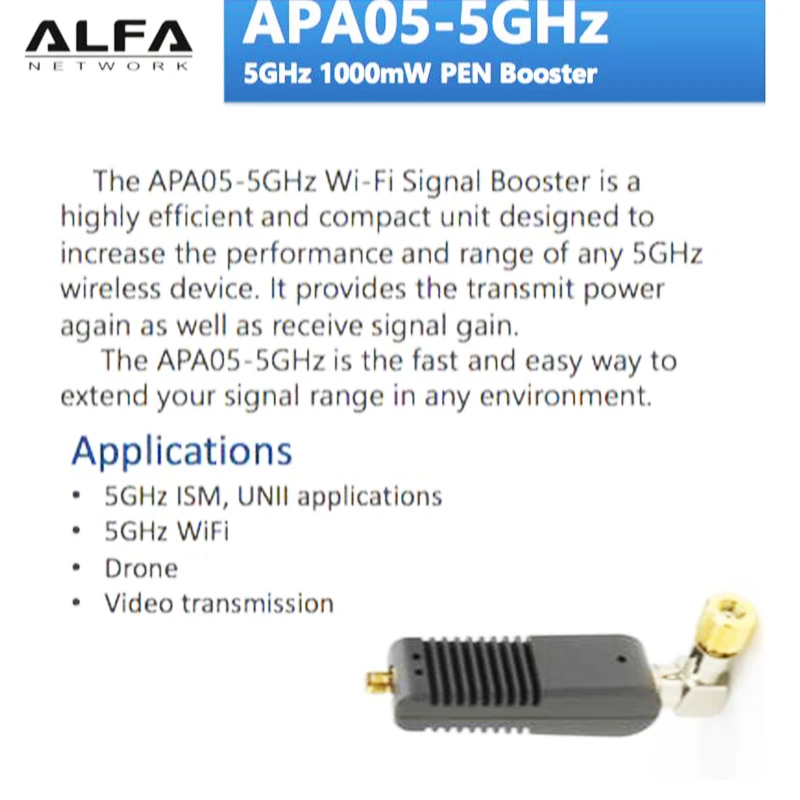 Amplificador señal WIFI de alta potencia, repetidor de recepción mejorado para WiFi de 5GHz, ALFA 1000mW, 5GHz, aplicación | - AliExpress