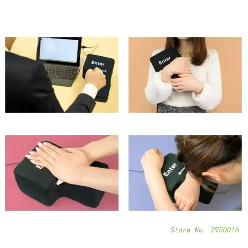 Anti-Stress Computer Huge Enter Pillow Button Usb Connection Huge Enter Stress Reliever Cushion Christmas Gift
